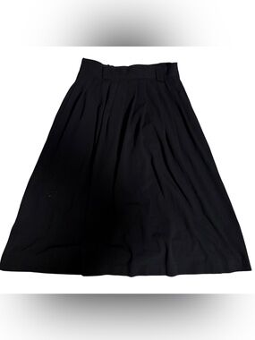 Vintage 80s Black Pleated Midi Skirt Pockets 💕